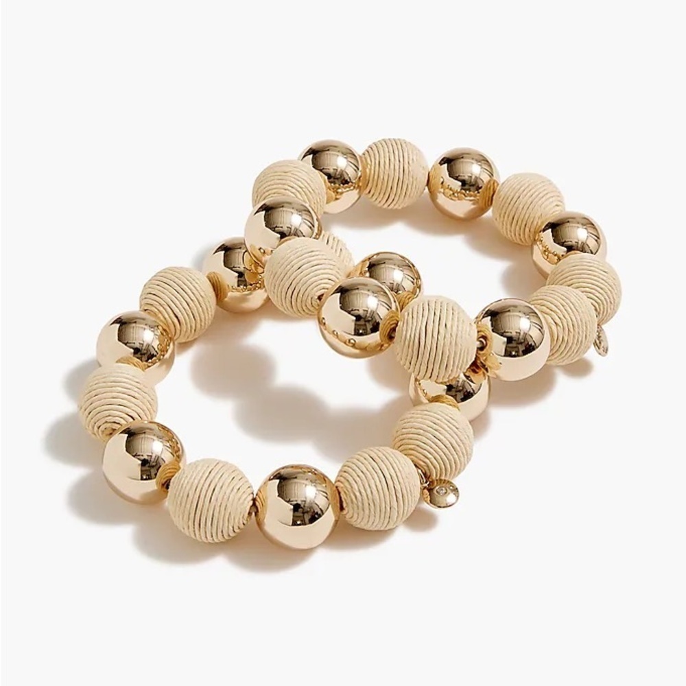 J. Crew Gold Bead and Straw Bracelet